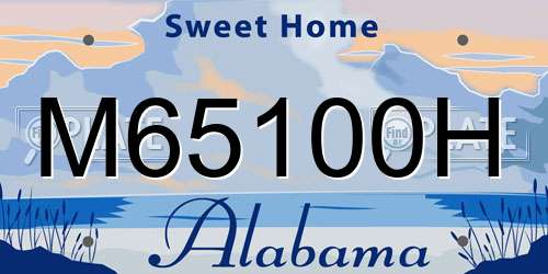 M65100H Alabama License Plate