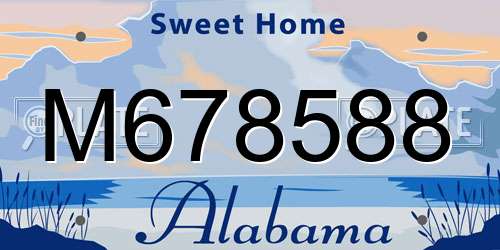 M678588 Alabama License Plate