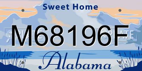 M68196F Alabama License Plate