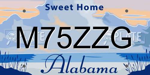 M75ZZG Alabama License Plate