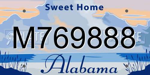 M769888 Alabama License Plate