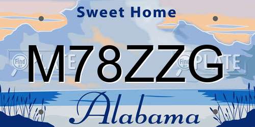 M78ZZG Alabama License Plate