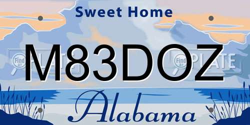 M83DOZ Alabama License Plate