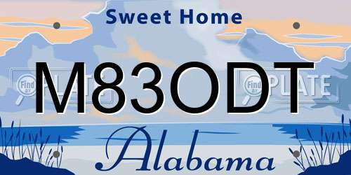 M83ODT Alabama License Plate