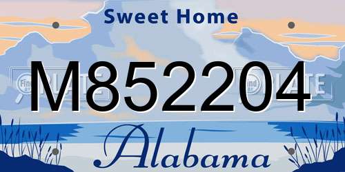 M852204 Alabama License Plate