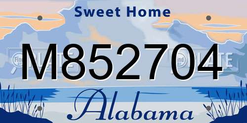M852704 Alabama License Plate