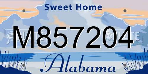 M857204 Alabama License Plate