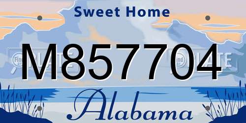 M857704 Alabama License Plate