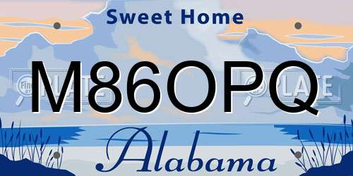 M86OPQ Alabama License Plate