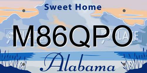 M86QPO Alabama License Plate