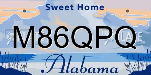 M86QPQ Alabama License Plate