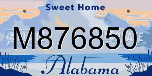 M876850 Alabama License Plate