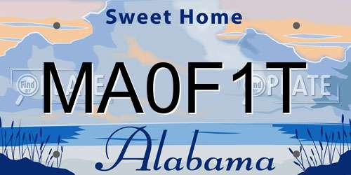 MA0F1T Alabama License Plate