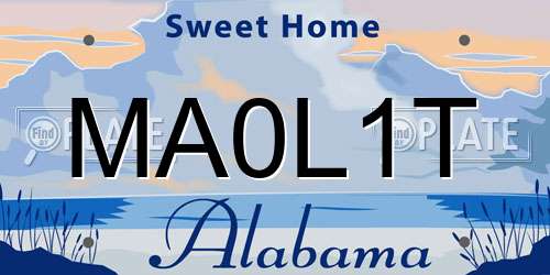 MA0L1T Alabama License Plate