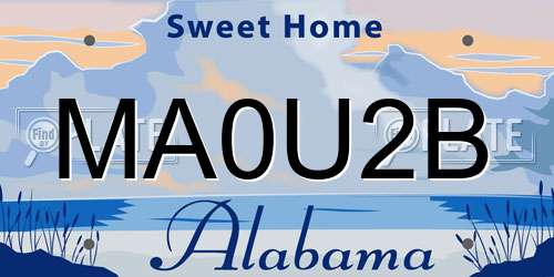 MA0U2B Alabama License Plate