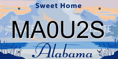 MA0U2S Alabama License Plate