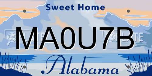 MA0U7B Alabama License Plate