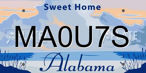 MA0U7S Alabama License Plate