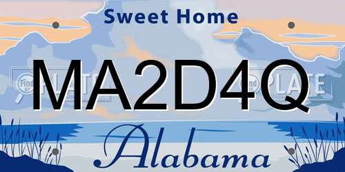 MA2D4Q Alabama License Plate