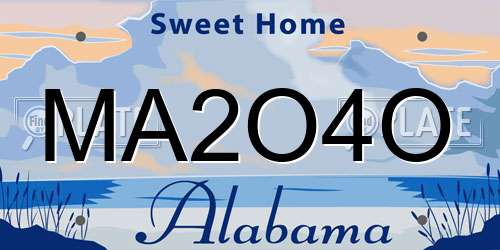MA2O4O Alabama License Plate