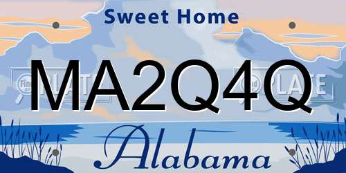 MA2Q4Q Alabama License Plate