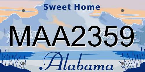 MAA2359 Alabama License Plate