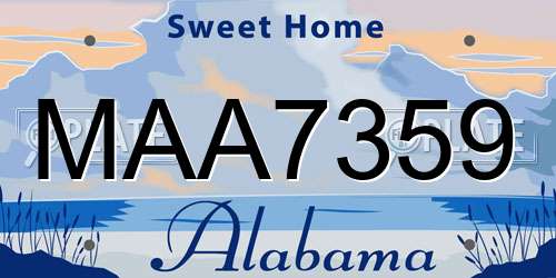 MAA7359 Alabama License Plate
