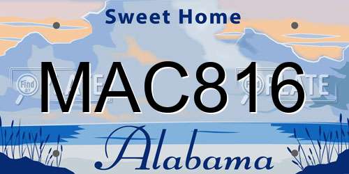 MAC816 Alabama License Plate