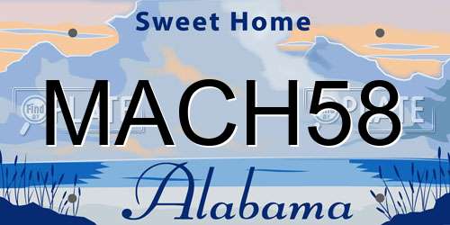 MACH58 Alabama License Plate