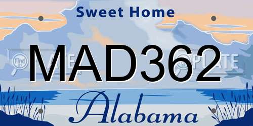 MAD362 Alabama License Plate