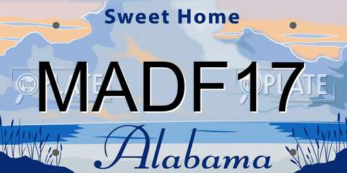 MADF17 Alabama License Plate
