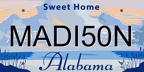 MADI50N Alabama License Plate