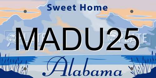 MADU25 Alabama License Plate