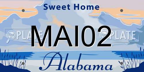 MAI02 Alabama License Plate