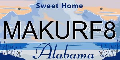 MAKURF8 Alabama License Plate
