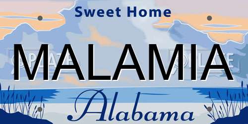 MALAMIA Alabama License Plate