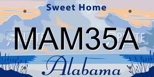 MAM35A Alabama License Plate