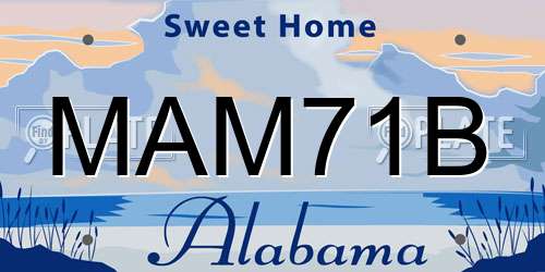 MAM71B Alabama License Plate