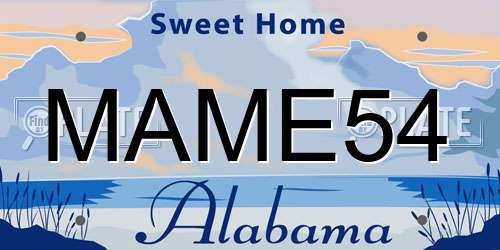 MAME54 Alabama License Plate