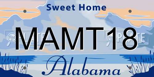 MAMT18 Alabama License Plate
