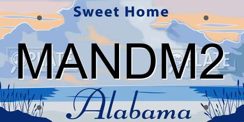 MANDM2 Alabama License Plate
