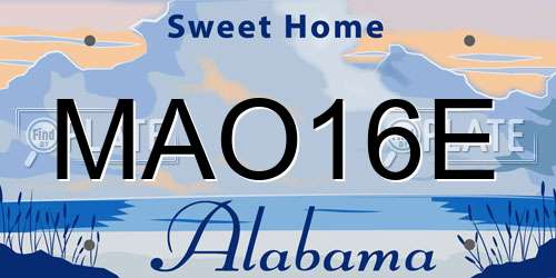 MAO16E Alabama License Plate