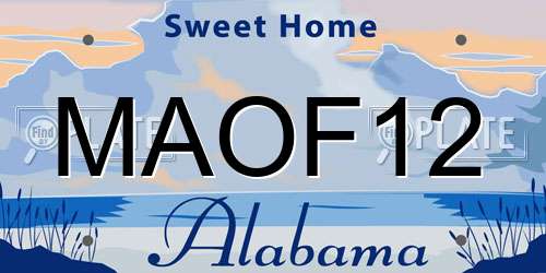 MAOF12 Alabama License Plate