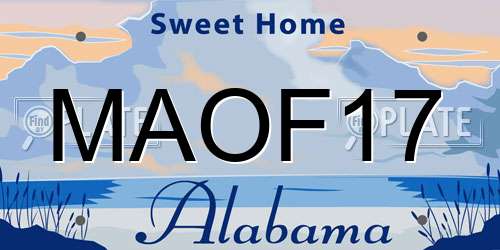 MAOF17 Alabama License Plate