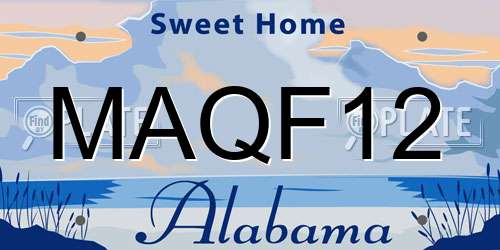 MAQF12 Alabama License Plate