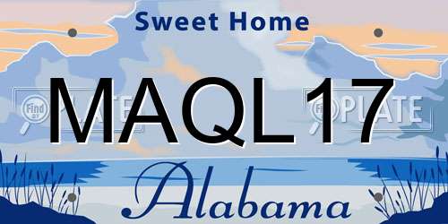 MAQL17 Alabama License Plate