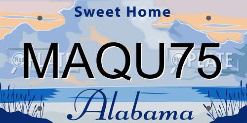 MAQU75 Alabama License Plate