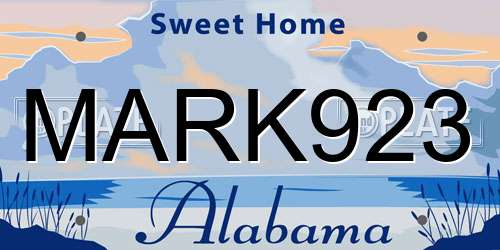 MARK923 Alabama License Plate