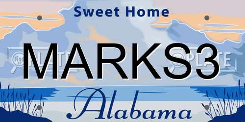 MARKS3 Alabama License Plate
