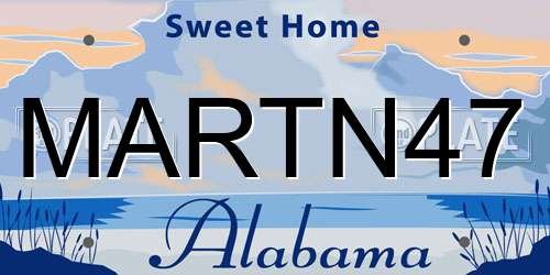 MARTN47 Alabama License Plate